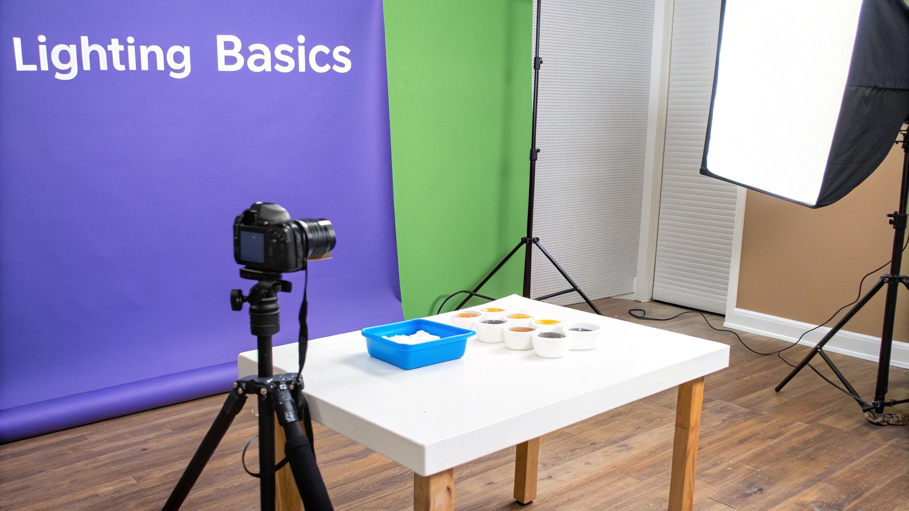 Lighting setup with softbox