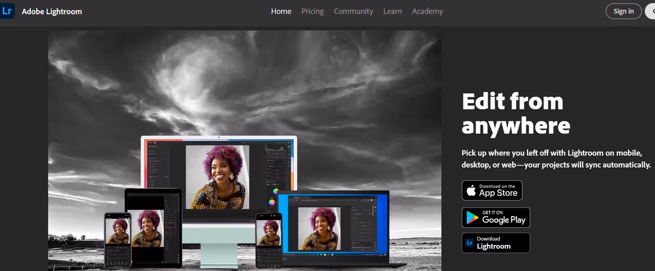 Lightroom Home Page